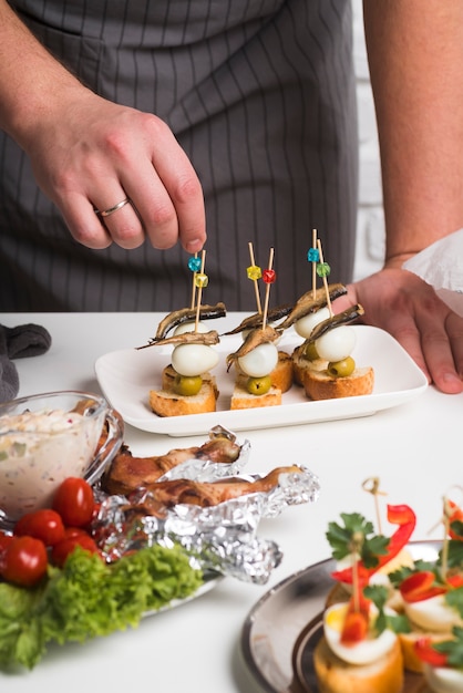 Delicious catering food on table