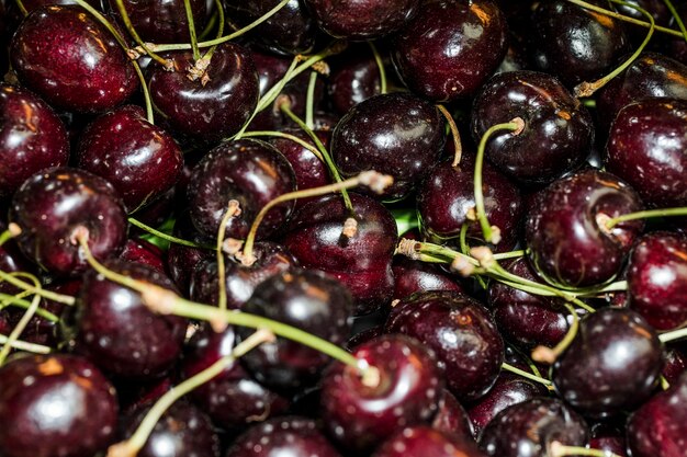 Delicious cherries for sale on market