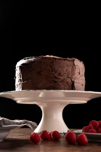 Delicious chocolate cake with copy space