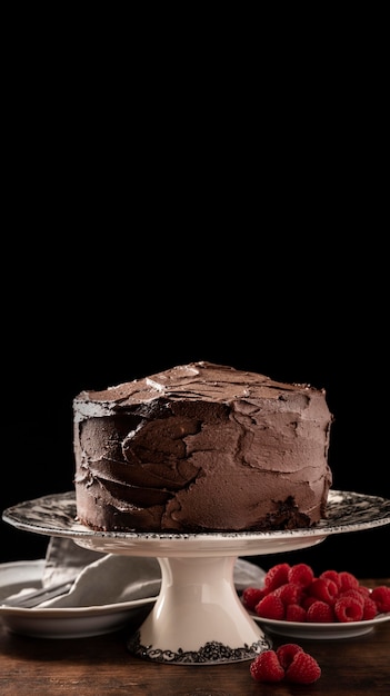 Delicious chocolate cake with copy space