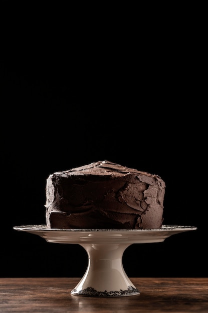 Delicious chocolate cake with copy space