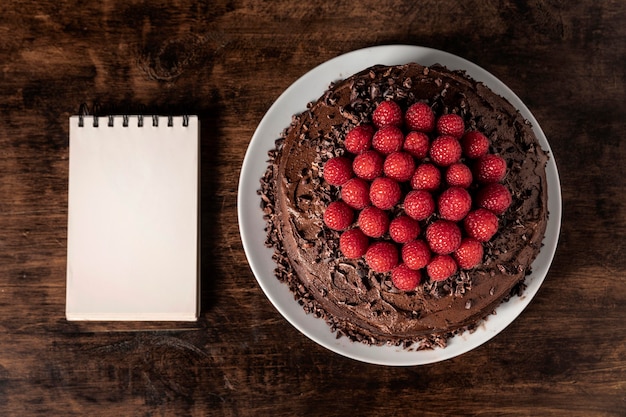 Delicious chocolate cake with copy space