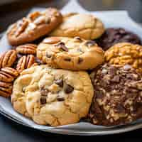 Foto gratuita deliziosa composizione di biscotti con gocce di cioccolato