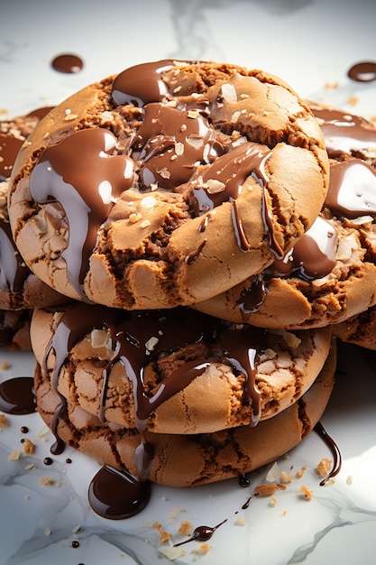 Foto gratuita deliziosa disposizione dei biscotti al cioccolato