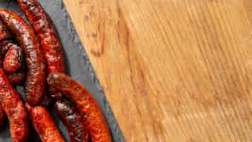 Free photo delicious chorizo sausage grilled
