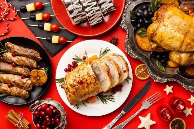 おいしいクリスマスの食べ物の構成