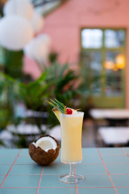 Delicious cocktail with coconut