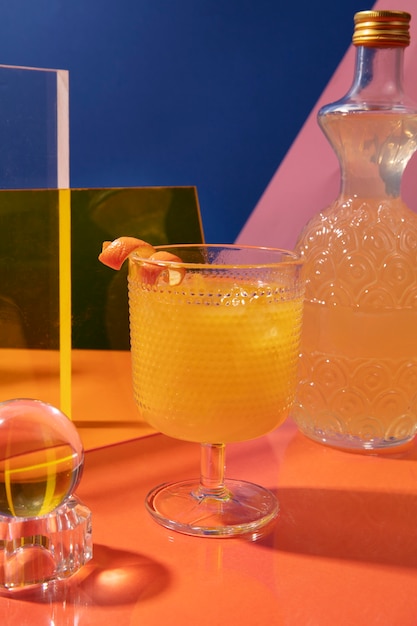 Delicious cocktail with orange