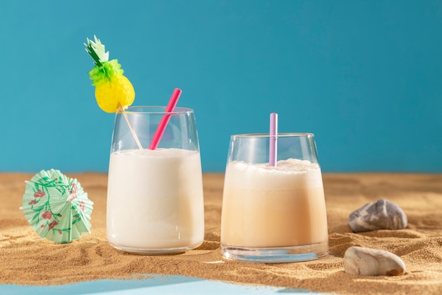 Delicious cocktails on beach arrangement