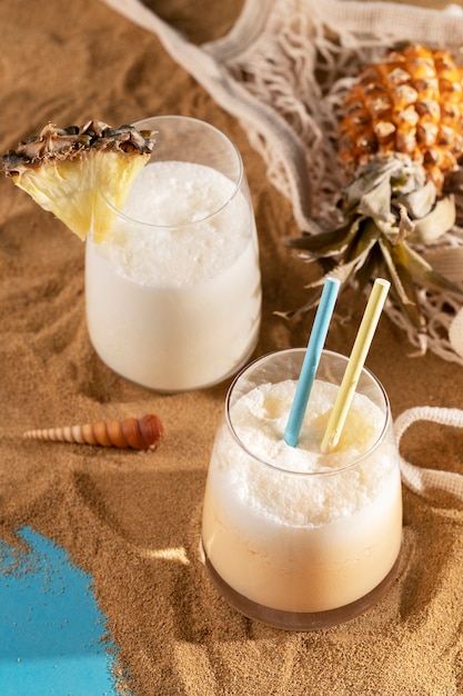Delicious cocktails on beach arrangement