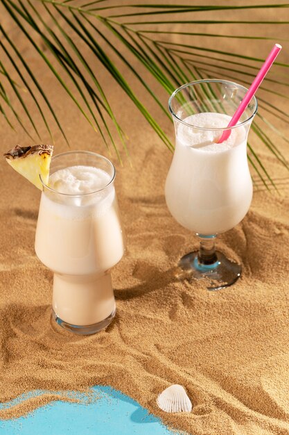 Delicious cocktails on beach arrangement