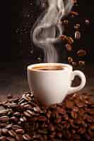 Бесплатное фото Вкусные кофейные зерна и чашка