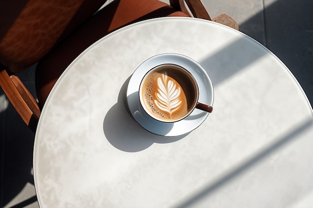 Foto gratuita deliziosa tazza di caffè al chiuso