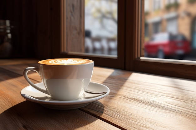 Foto gratuita deliziosa tazza di caffè al chiuso