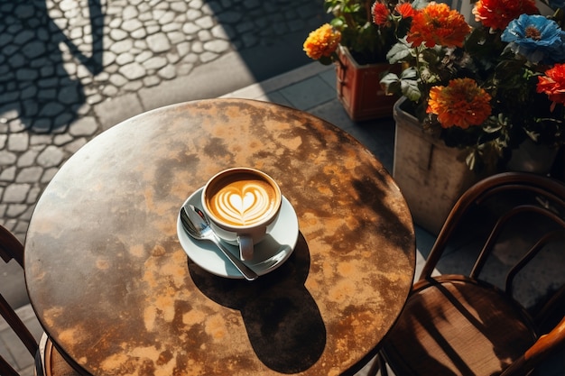 Foto gratuita deliziosa tazza di caffè al chiuso