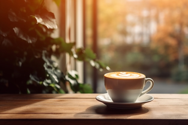 Бесплатное фото Вкусная кофейная чашка с растениями
