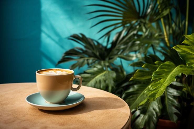 Free Photo delicious coffee cup with plants