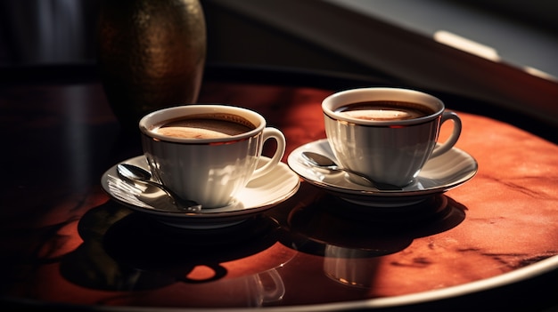 Foto gratuita deliziose tazze da caffè al chiuso