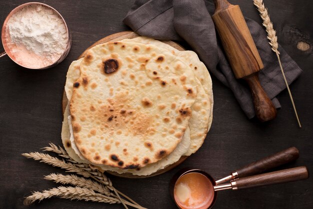 delicious composition of nutritious roti
