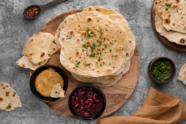 Free photo delicious composition of nutritious roti