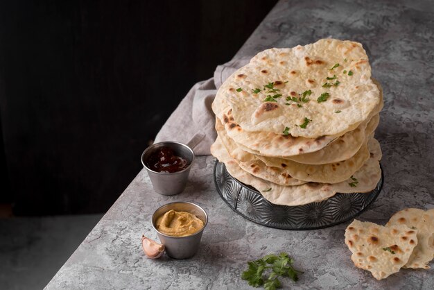 delicious composition of traditional roti