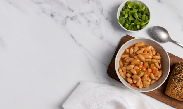 Delicious cooked beans in a bowl