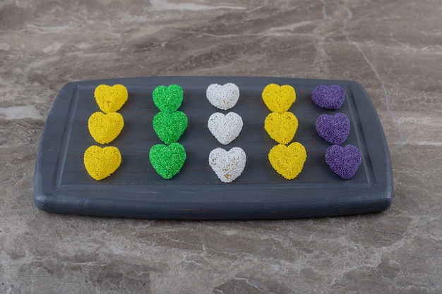 Delicious cookie on the tray, on the marble surface