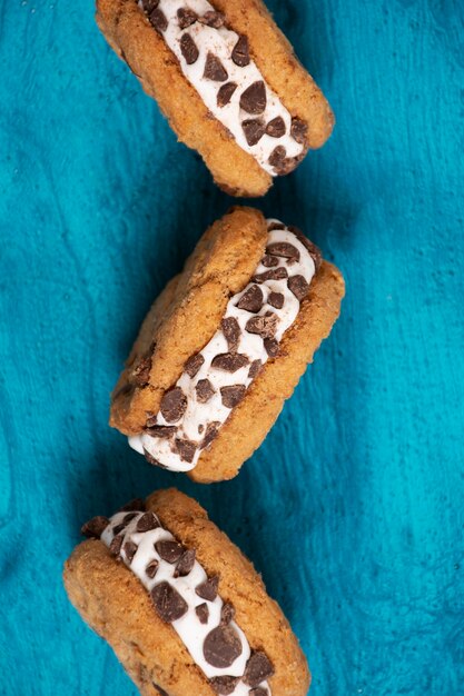 Delicious cookies arrangement above view