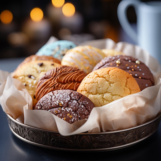 Foto gratuita deliziosa disposizione dei biscotti