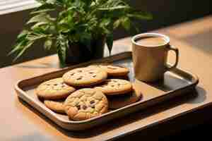 Free photo delicious cookies and coffee cup