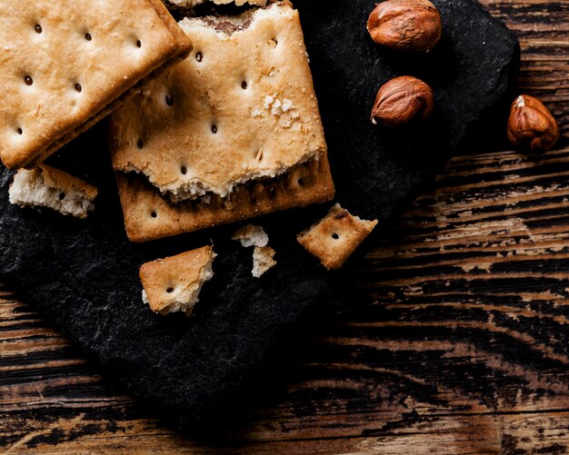 Delicious cookies flat lay