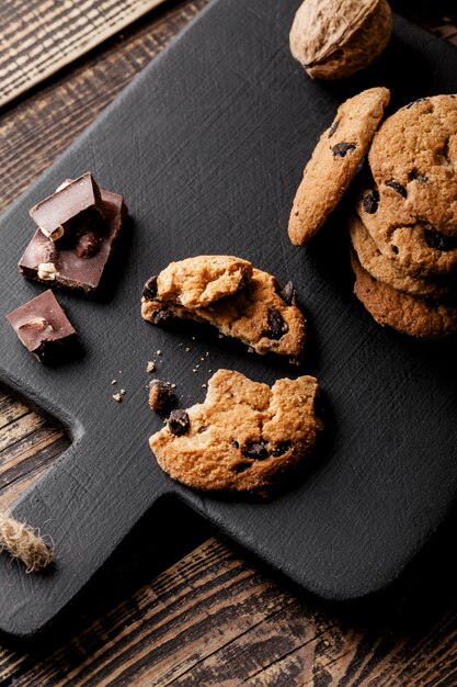 Delicious cookies flat lay