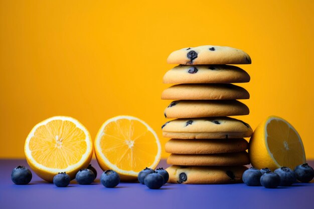 Delicious cookies with blueberries and lemons