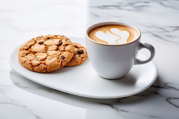 Delicious cookies with coffee cup