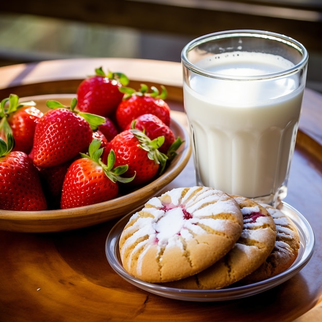 Free photo delicious cookies with fruits arrangement