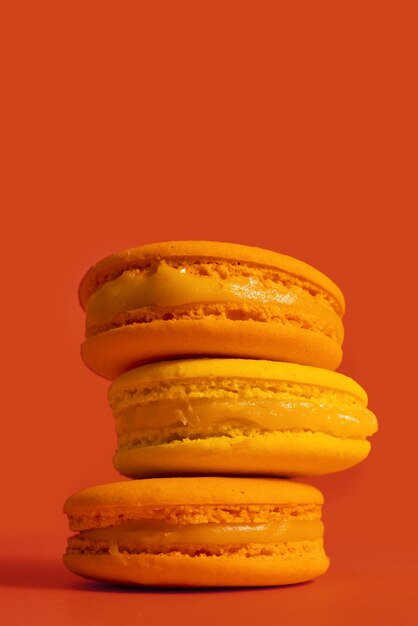 Delicious cookies with orange background