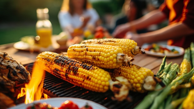 Free photo delicious corn on table