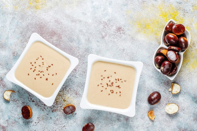 Delicious creamy chestnut soup.