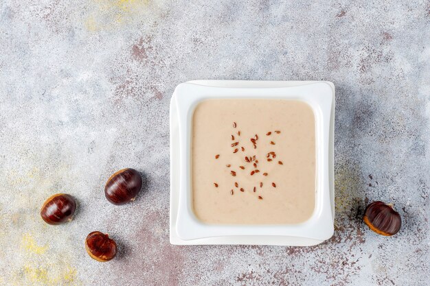 Delicious creamy chestnut soup.