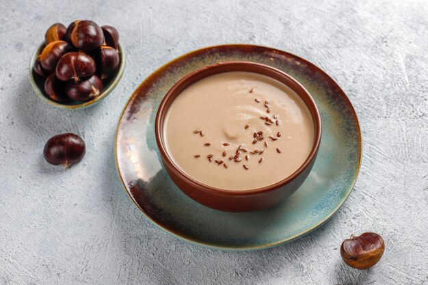 Delicious creamy chestnut soup.