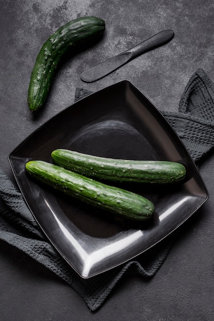 Delicious cucumbers on plate