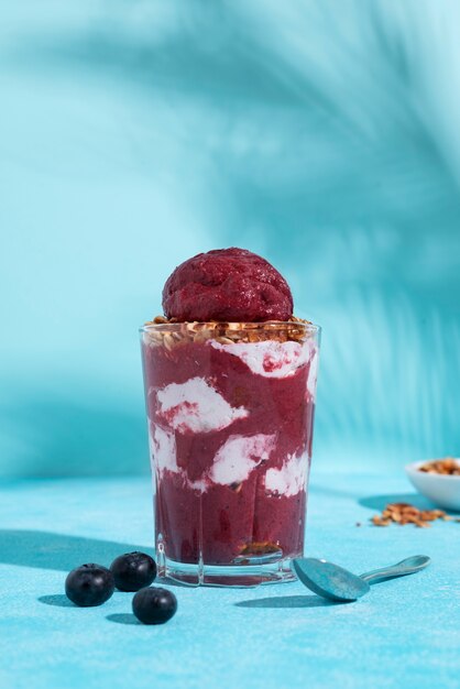 delicious cup of brazilian dessert with berries