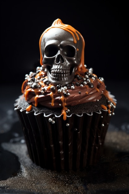 Free photo delicious cupcake for halloween