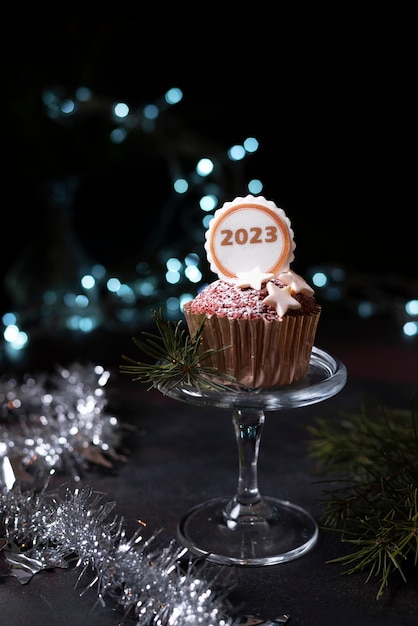 Delicious cupcake for new year