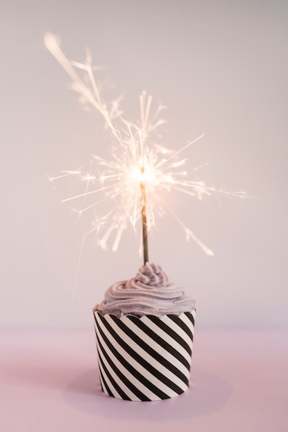 Delicious cupcake with candle