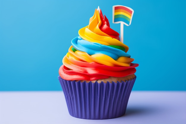 Delicious cupcake with colorful icing