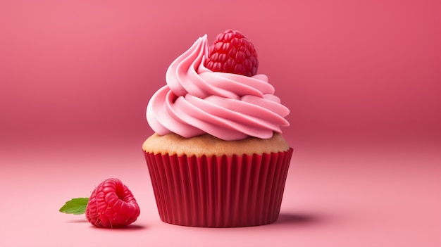 Free photo delicious cupcake with raspberries