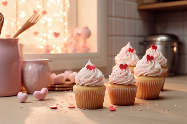 Foto gratuita disposizione deliziosa dei cupcakes