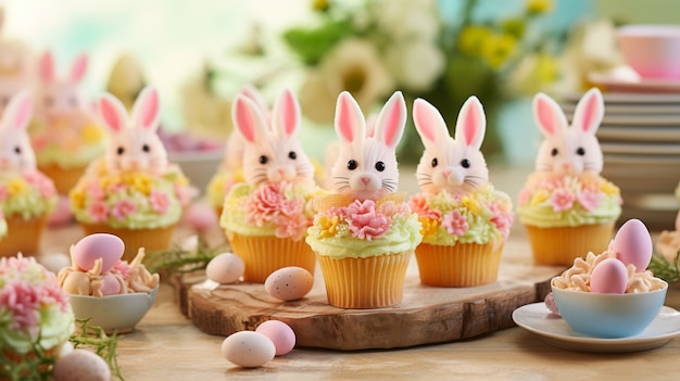 Free photo delicious cupcakes easter theme