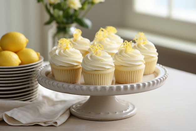 Foto gratuita deliziosi cupcakes e limoni